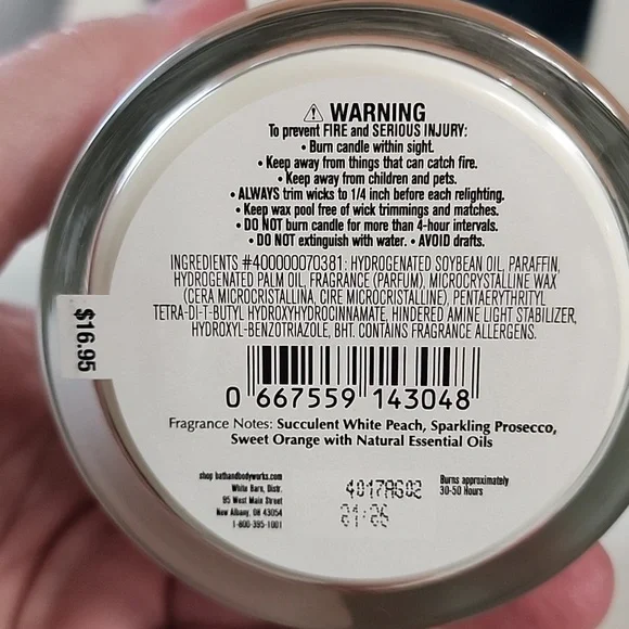 White Barn Peach Bellini Scented Candle - Picture 3 of 3